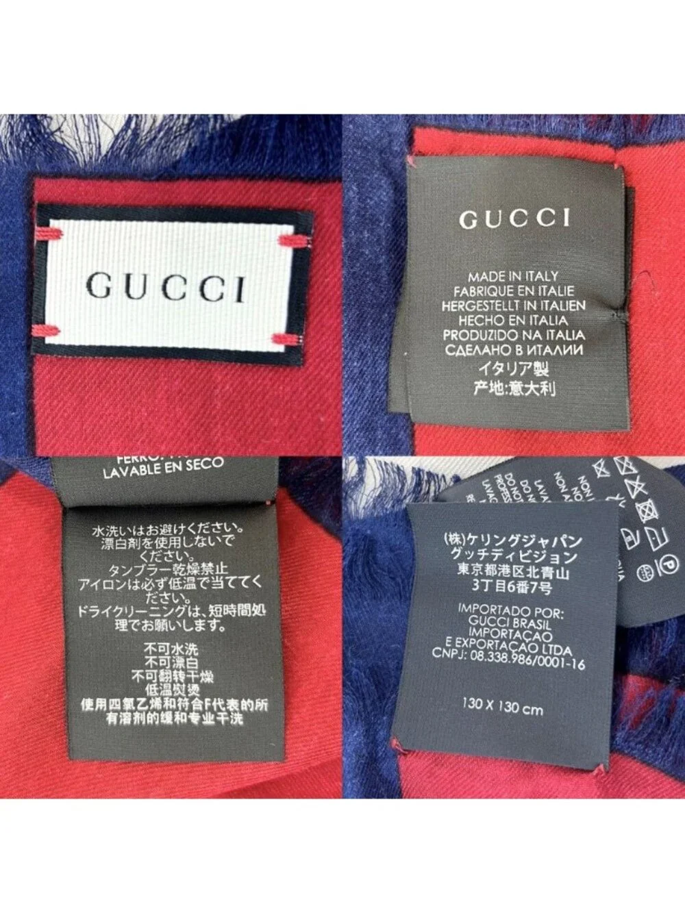 Gucci Shawl Large Guccy Fashion Item Rayon Silk White Red